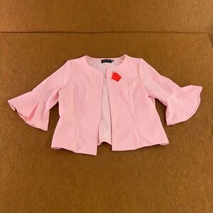 Mint Limit Womens Size Medium Pink 3/4 Bell Sleeve Open Front Short Blazer NWT